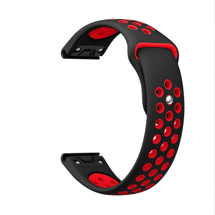 For Garmin Fenix 7 Solar 22mm Sports Breathable Silicone Watch Band(Black+Red) - Watch Bands by PMC TechLife | Online Shopping South Africa | PMC TechLife