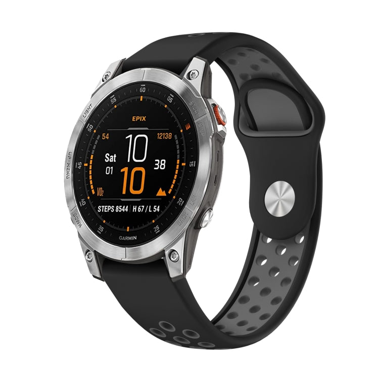 For Garmin EPIX Gen 2 22mm Sports Breathable Silicone Watch Band(Black+Grey) -  by PMC TechLife | Online Shopping South Africa | PMC TechLife