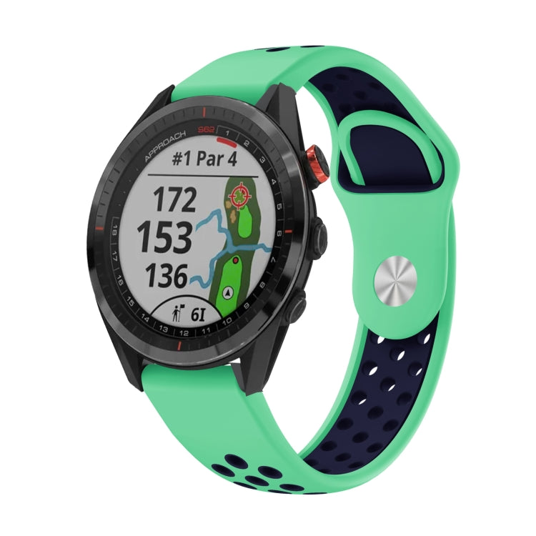 For Garmin Approach S62 22mm Sports Breathable Silicone Watch Band(Mint Green+Midnight Blue) -  by PMC TechLife | Online Shopping South Africa | PMC TechLife