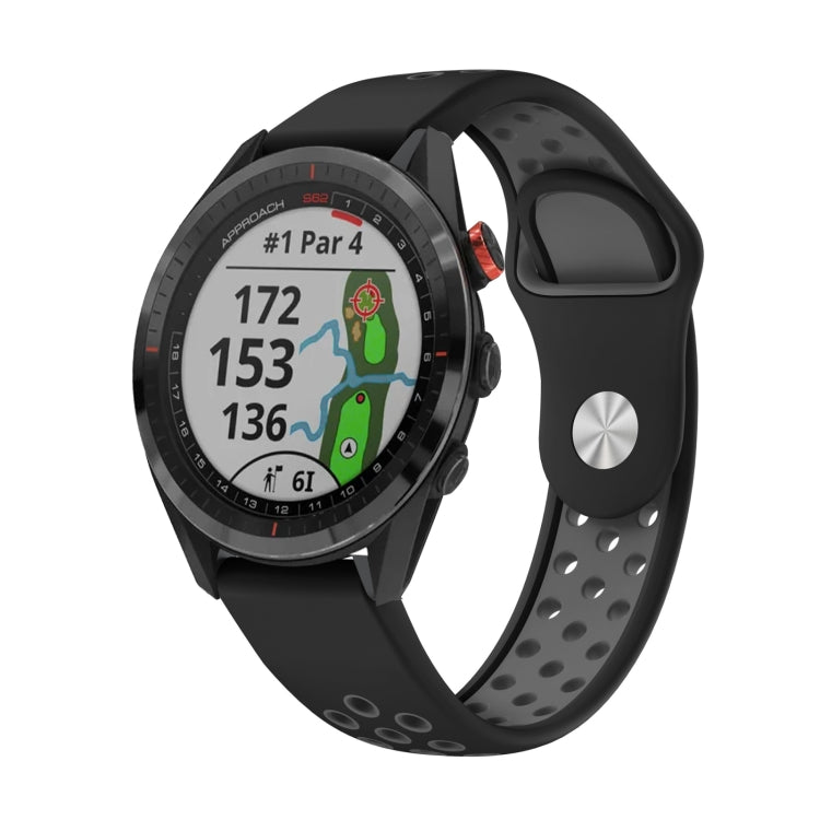 For Garmin Approach S62 22mm Sports Breathable Silicone Watch Band(Black+Grey) -  by PMC TechLife | Online Shopping South Africa | PMC TechLife