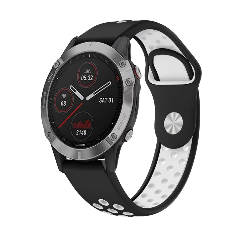 For Garmin Fenix 6 GPS 22mm Sports Breathable Silicone Watch Band(Black+White) -  by PMC TechLife | Online Shopping South Africa | PMC TechLife