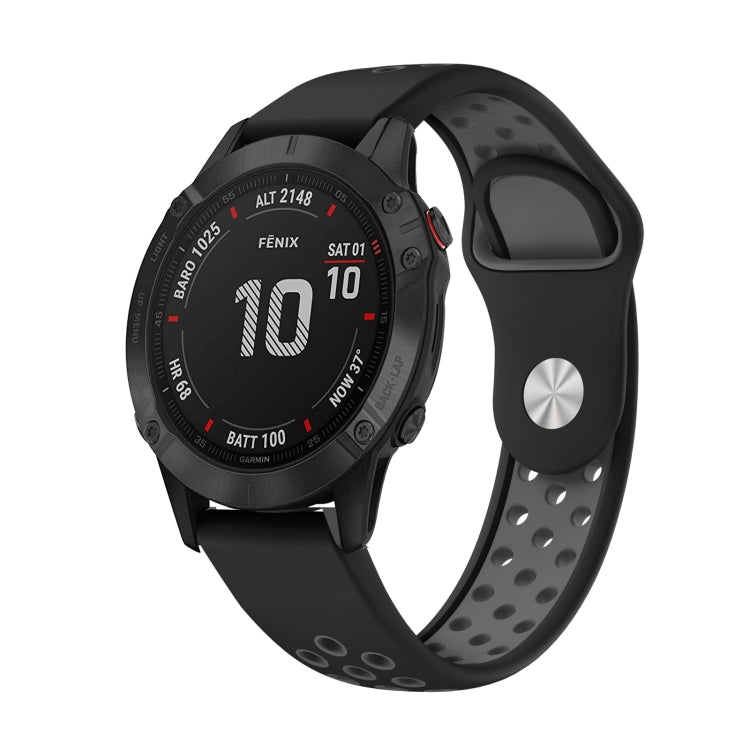 For Garmin Fenix 6 Pro GPS 22mm Sports Breathable Silicone Watch Band(Black+Grey) -  by PMC TechLife | Online Shopping South Africa | PMC TechLife