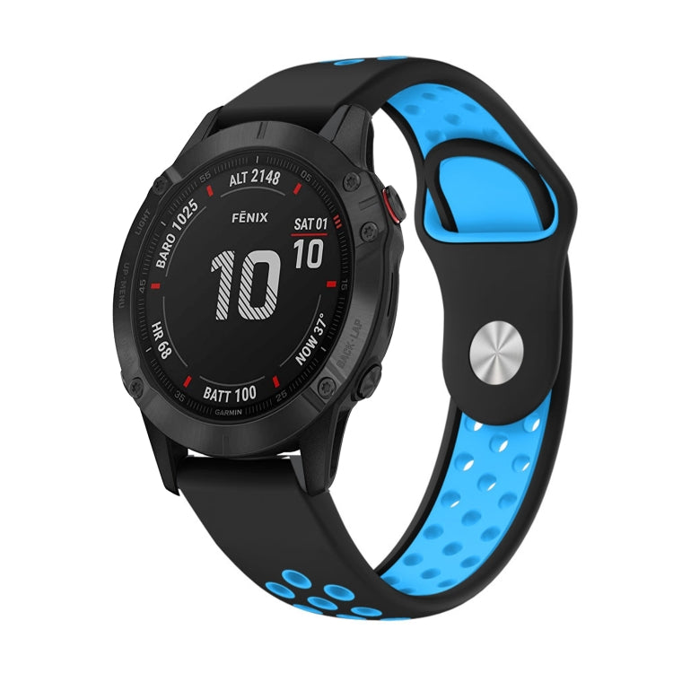 For Garmin Fenix 6 Pro GPS 22mm Sports Breathable Silicone Watch Band(Black+Blue) -  by PMC TechLife | Online Shopping South Africa | PMC TechLife