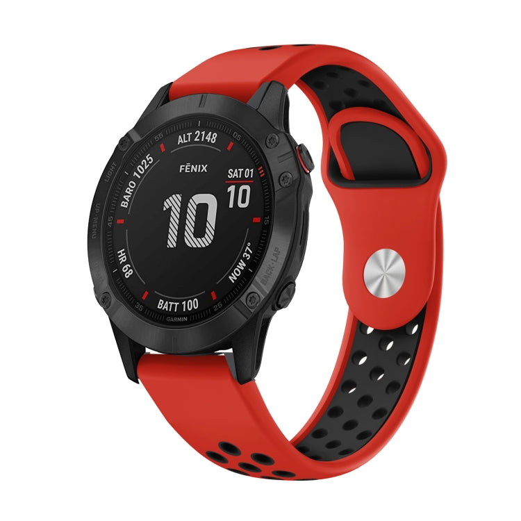 For Garmin Fenix 6 Pro GPS 22mm Sports Breathable Silicone Watch Band(Red+Black) -  by PMC TechLife | Online Shopping South Africa | PMC TechLife
