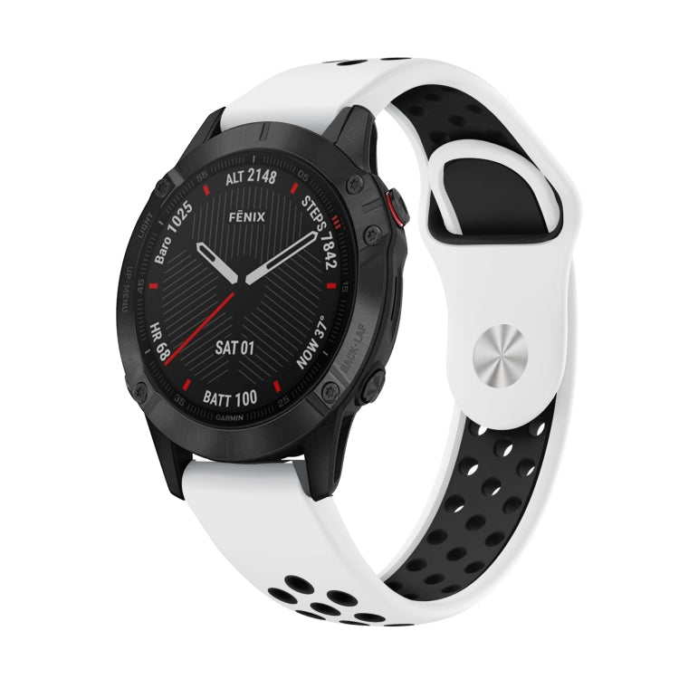 For Garmin Fenix 6 Sapphire GPS 22mm Sports Breathable Silicone Watch Band(White+Black) -  by PMC TechLife | Online Shopping South Africa | PMC TechLife