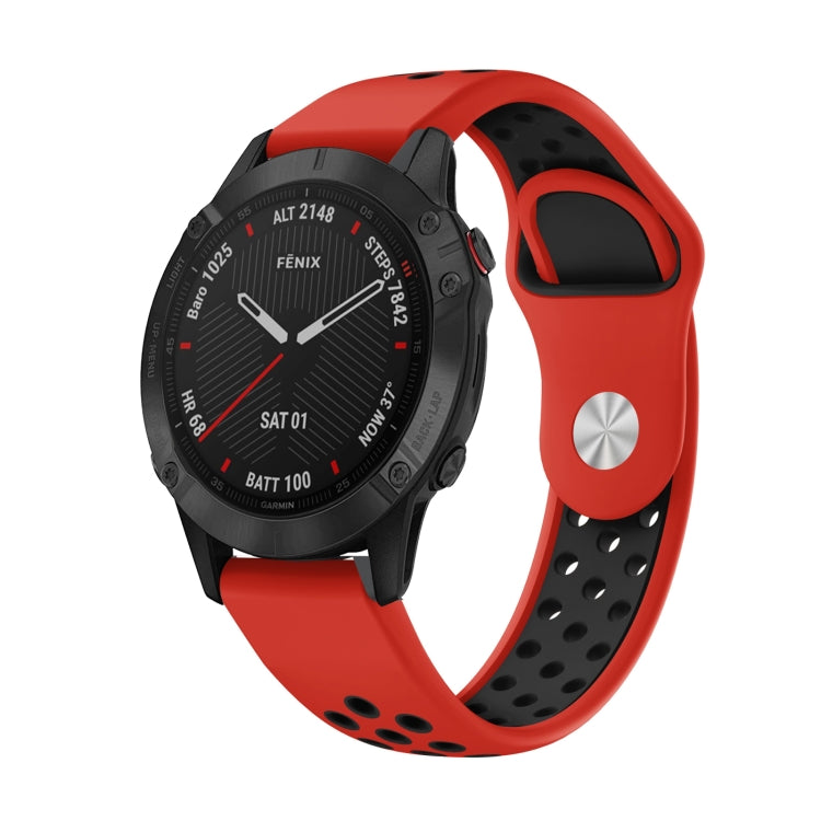 For Garmin Fenix 6 Sapphire GPS 22mm Sports Breathable Silicone Watch Band(Red+Black) -  by PMC TechLife | Online Shopping South Africa | PMC TechLife