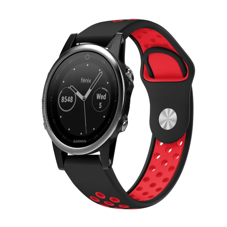For Garmin Fenix 5 22mm Sports Breathable Silicone Watch Band(Black+Red) -  by PMC TechLife | Online Shopping South Africa | PMC TechLife