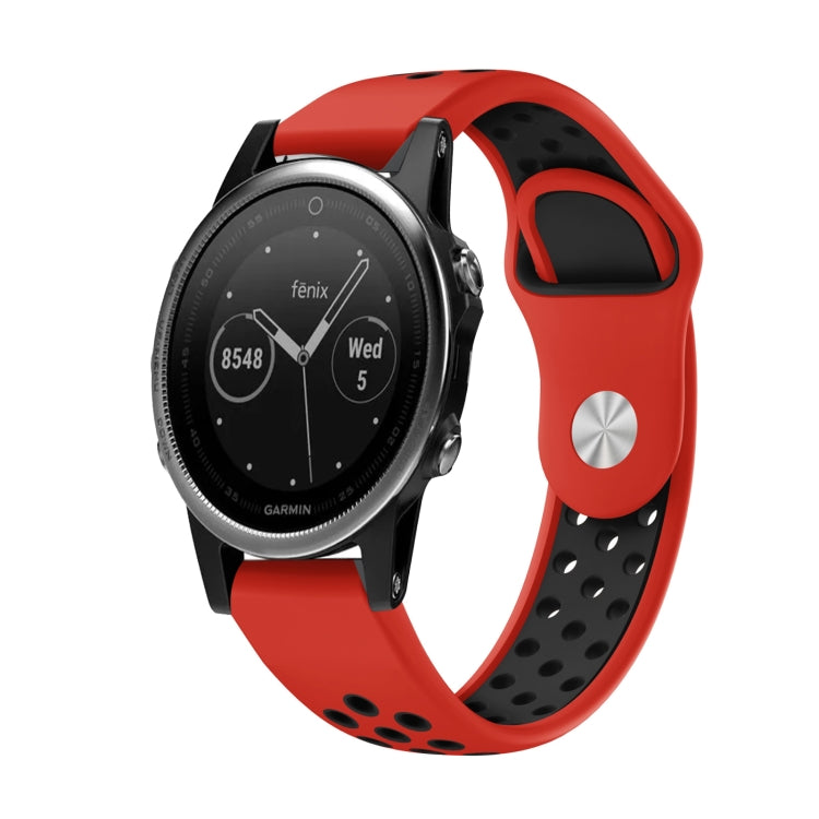 For Garmin Fenix 5 22mm Sports Breathable Silicone Watch Band(Red+Black) -  by PMC TechLife | Online Shopping South Africa | PMC TechLife