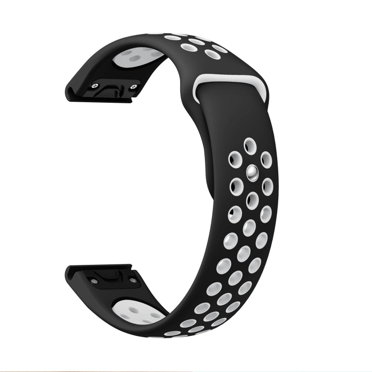 For Garmin Fenix 5 Plus 22mm Sports Breathable Silicone Watch Band(Black+White) -  by PMC TechLife | Online Shopping South Africa | PMC TechLife