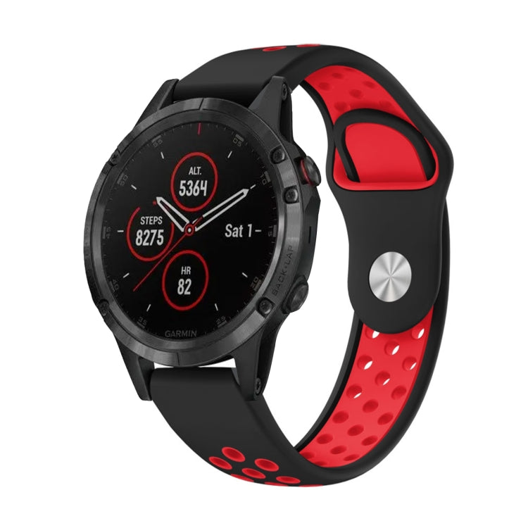 For Garmin Fenix 5 Plus 22mm Sports Breathable Silicone Watch Band(Black+Red) -  by PMC TechLife | Online Shopping South Africa | PMC TechLife