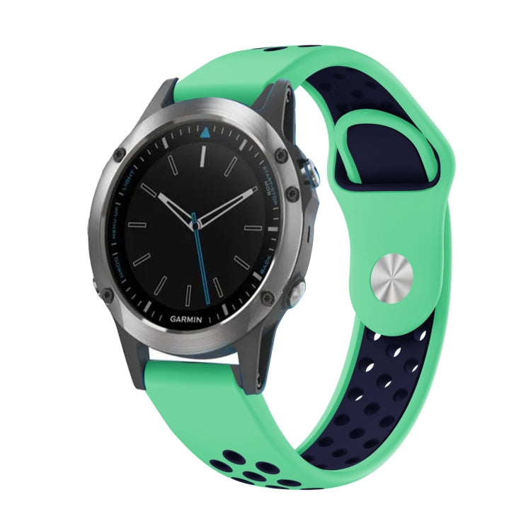 For Garmin Quatix 5 22mm Sports Breathable Silicone Watch Band(Mint Green+Midnight Blue) -  by PMC TechLife | Online Shopping South Africa | PMC TechLife