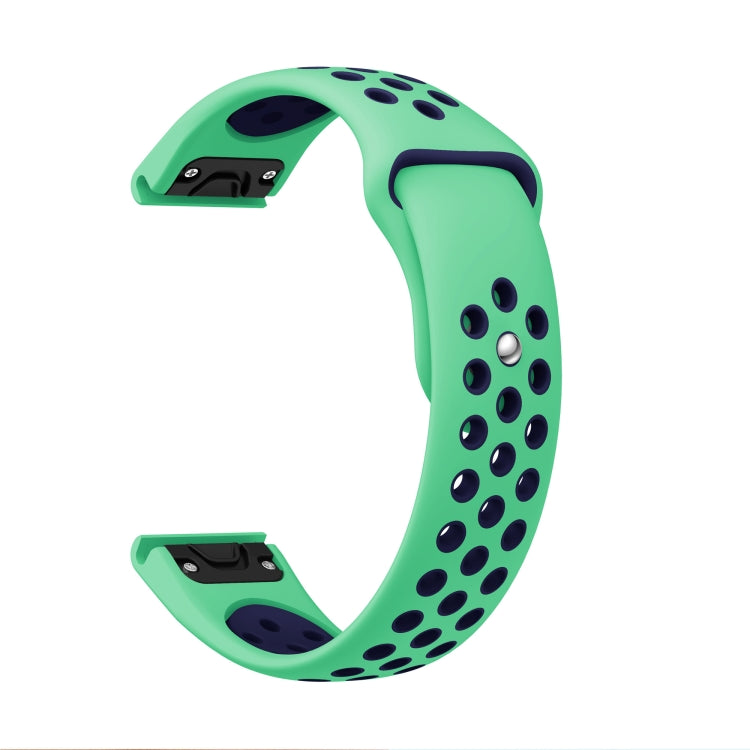 For Garmin Quatix 5 22mm Sports Breathable Silicone Watch Band(Mint Green+Midnight Blue) -  by PMC TechLife | Online Shopping South Africa | PMC TechLife
