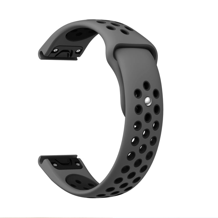 For Garmin Quatix 5 22mm Sports Breathable Silicone Watch Band(Grey+Black) -  by PMC TechLife | Online Shopping South Africa | PMC TechLife