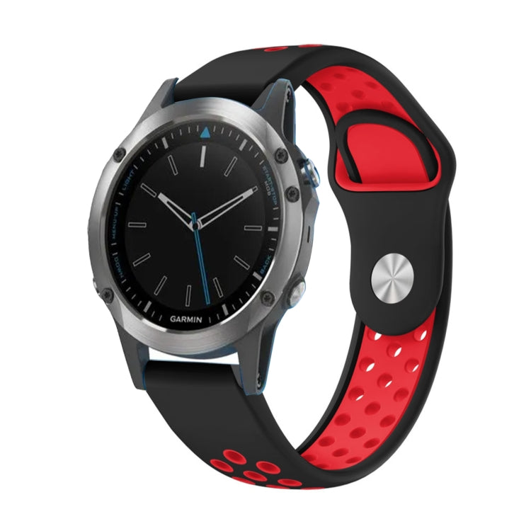 For Garmin Quatix 5 Sapphire 22mm Sports Breathable Silicone Watch Band(Black+Red) -  by PMC TechLife | Online Shopping South Africa | PMC TechLife