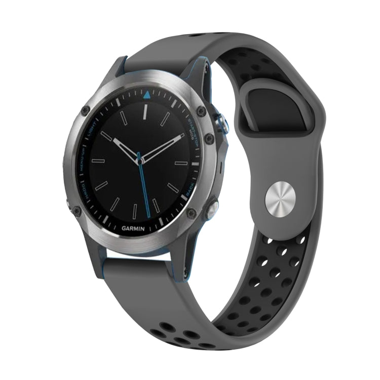 For Garmin Quatix 5 Sapphire 22mm Sports Breathable Silicone Watch Band(Grey+Black) -  by PMC TechLife | Online Shopping South Africa | PMC TechLife