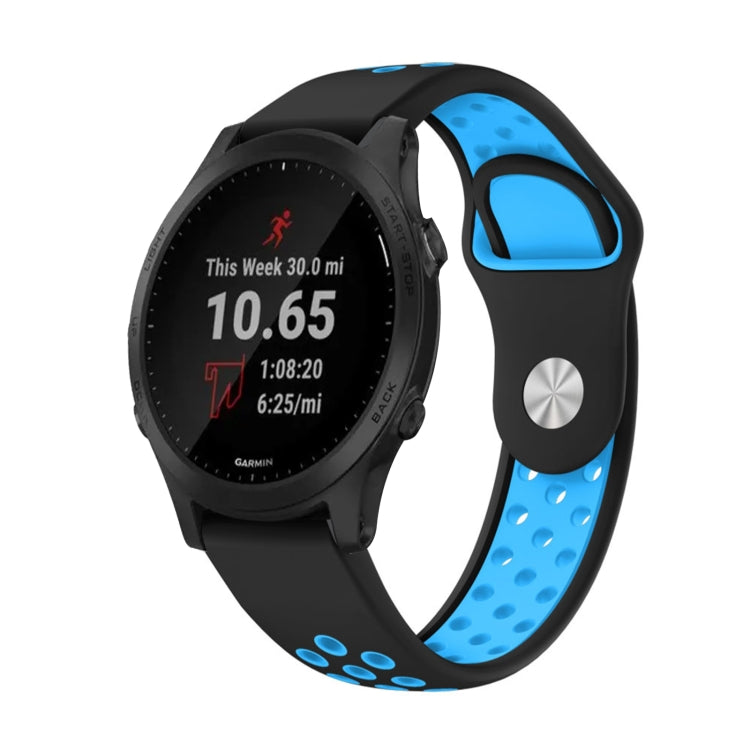 For Garmin Forerunner 945 22mm Sports Breathable Silicone Watch Band(Black+Blue) -  by PMC TechLife | Online Shopping South Africa | PMC TechLife