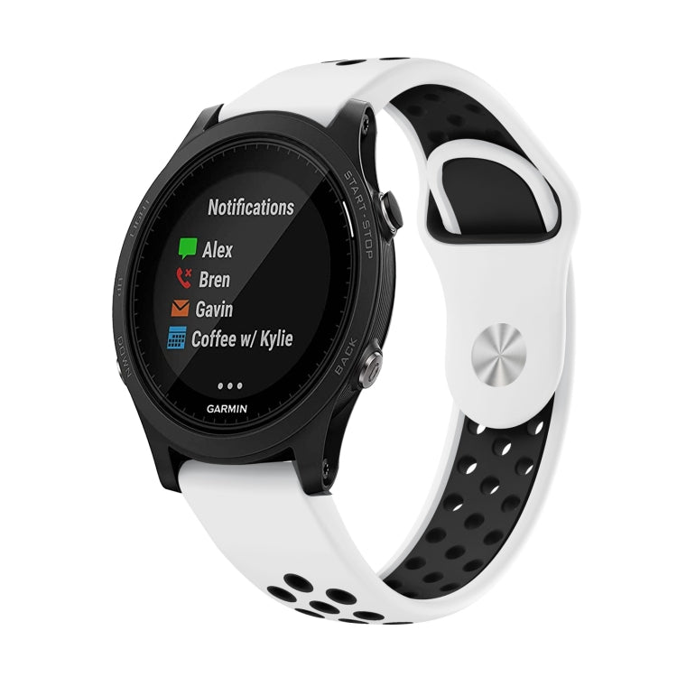 For Garmin Forerunner 935 22mm Sports Breathable Silicone Watch Band(White+Black) -  by PMC TechLife | Online Shopping South Africa | PMC TechLife