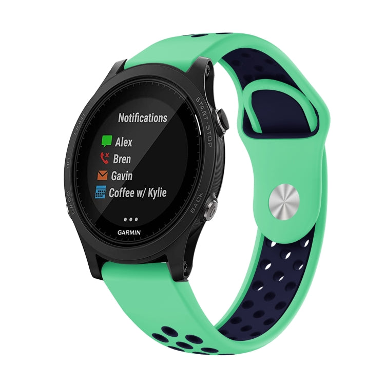For Garmin Forerunner 935 22mm Sports Breathable Silicone Watch Band(Mint Green+Midnight Blue) -  by PMC TechLife | Online Shopping South Africa | PMC TechLife