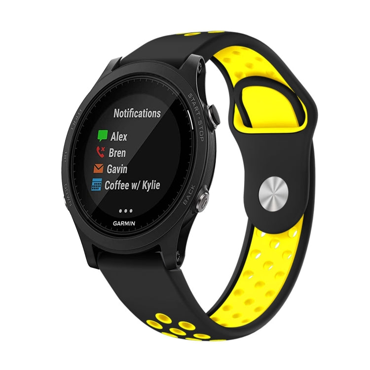 For Garmin Forerunner 935 22mm Sports Breathable Silicone Watch Band(Black+Yellow) -  by PMC TechLife | Online Shopping South Africa | PMC TechLife