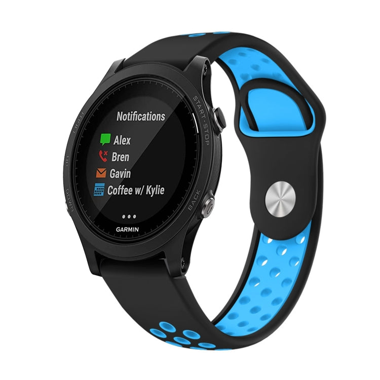 For Garmin Forerunner 935 22mm Sports Breathable Silicone Watch Band(Black+Blue) -  by PMC TechLife | Online Shopping South Africa | PMC TechLife