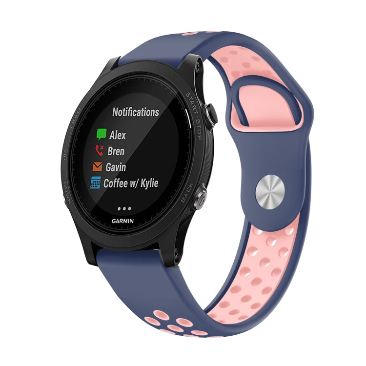 For Garmin Forerunner 935 22mm Sports Breathable Silicone Watch Band(Midnight Blue+Pink) -  by PMC TechLife | Online Shopping South Africa | PMC TechLife