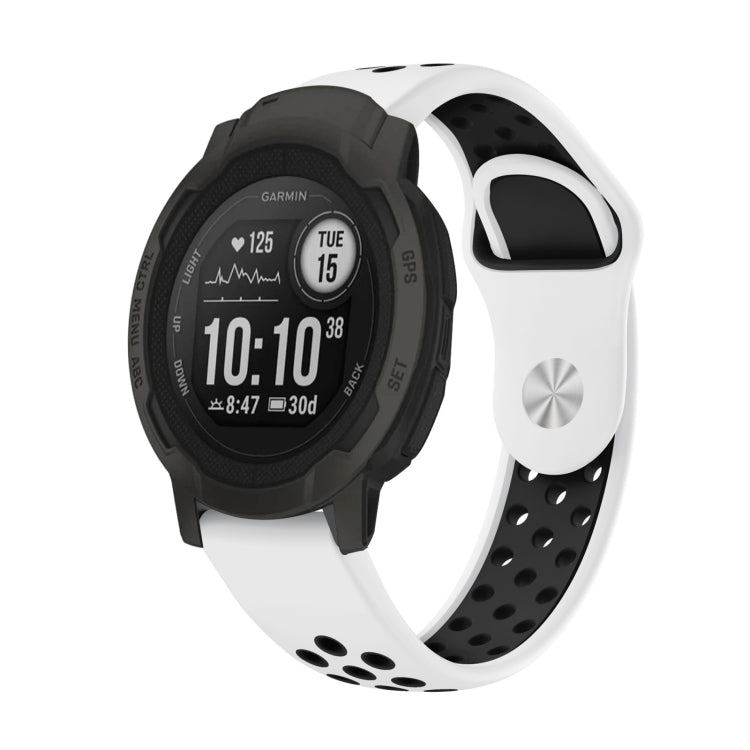 For Garmin Instinct 2 22mm Sports Breathable Silicone Watch Band(White+Black) -  by PMC TechLife | Online Shopping South Africa | PMC TechLife