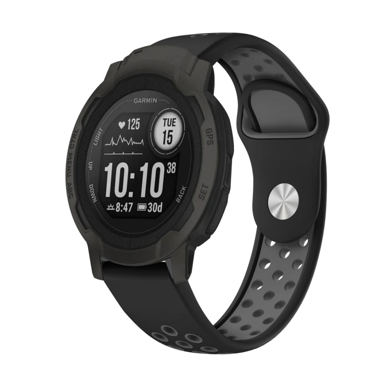 For Garmin Instinct 2 22mm Sports Breathable Silicone Watch Band(Black+Grey) -  by PMC TechLife | Online Shopping South Africa | PMC TechLife