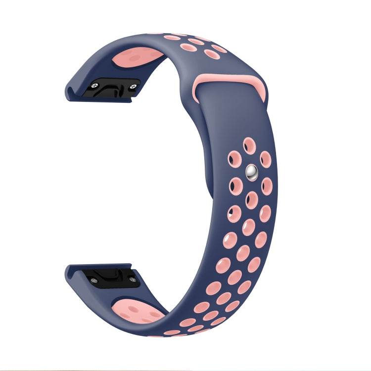 For Garmin Instinct 2 22mm Sports Breathable Silicone Watch Band(Midnight Blue+Pink) -  by PMC TechLife | Online Shopping South Africa | PMC TechLife