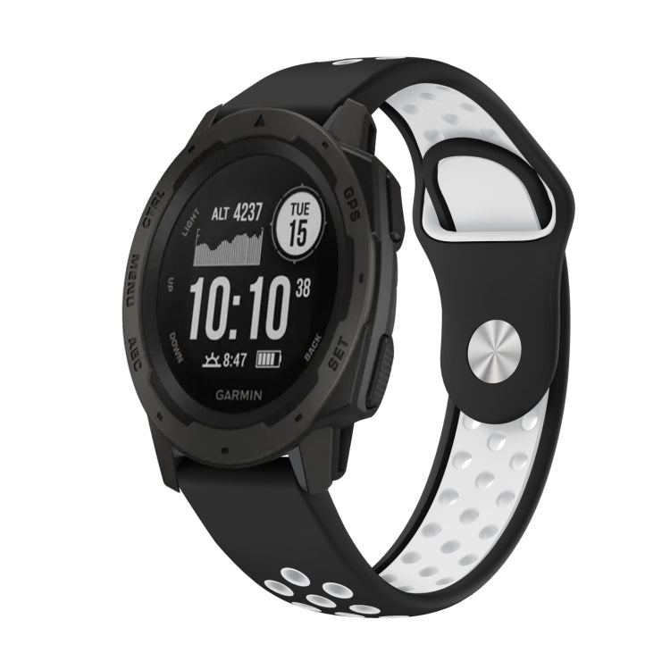 For Garmin Instinct 22mm Sports Breathable Silicone Watch Band(Black+White) -  by PMC TechLife | Online Shopping South Africa | PMC TechLife