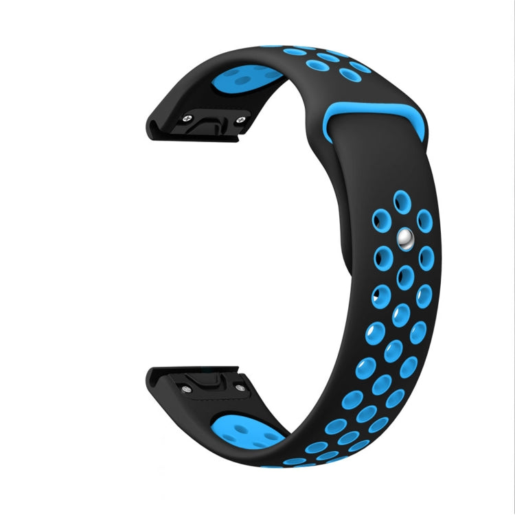 For Garmin Instinct 22mm Sports Breathable Silicone Watch Band(Black+Blue) -  by PMC TechLife | Online Shopping South Africa | PMC TechLife