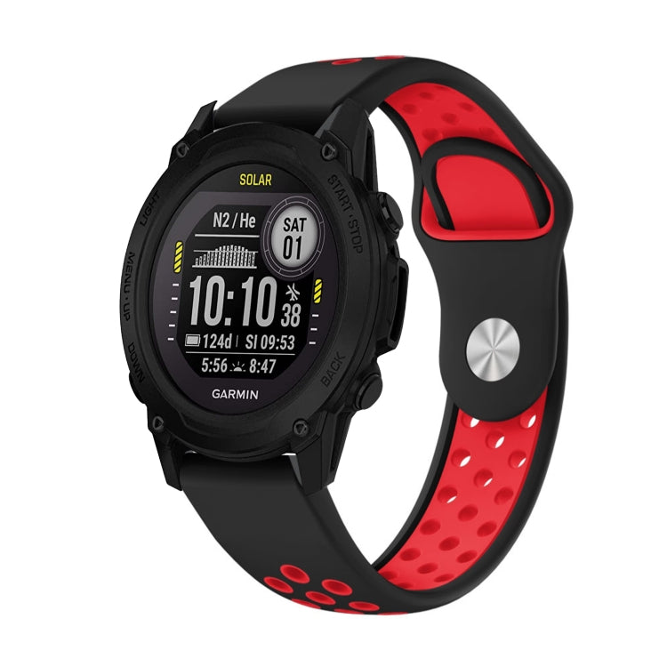 For Garmin Descent G1 22mm Sports Breathable Silicone Watch Band(Black+Red) -  by PMC TechLife | Online Shopping South Africa | PMC TechLife