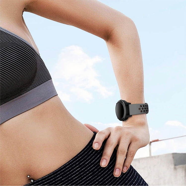 For Garmin Instinct Crossover Solar 22mm Sports Breathable Silicone Watch Band(Black+Yellow) -  by PMC TechLife | Online Shopping South Africa | PMC TechLife