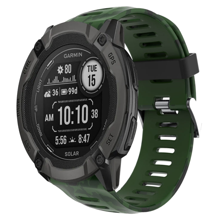For Garmin Instinct 2X Solar 26mm Camouflage Printed Silicone Watch Band(Army Green+Army Camouflage) -  by PMC TechLife | Online Shopping South Africa | PMC TechLife