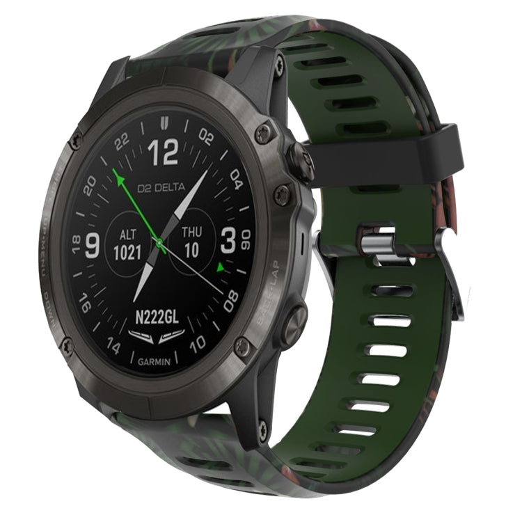 For Garmin D2 Delta PX 26mm Camouflage Printed Silicone Watch Band(Army Green+Bamboo Camouflage) -  by PMC TechLife | Online Shopping South Africa | PMC TechLife