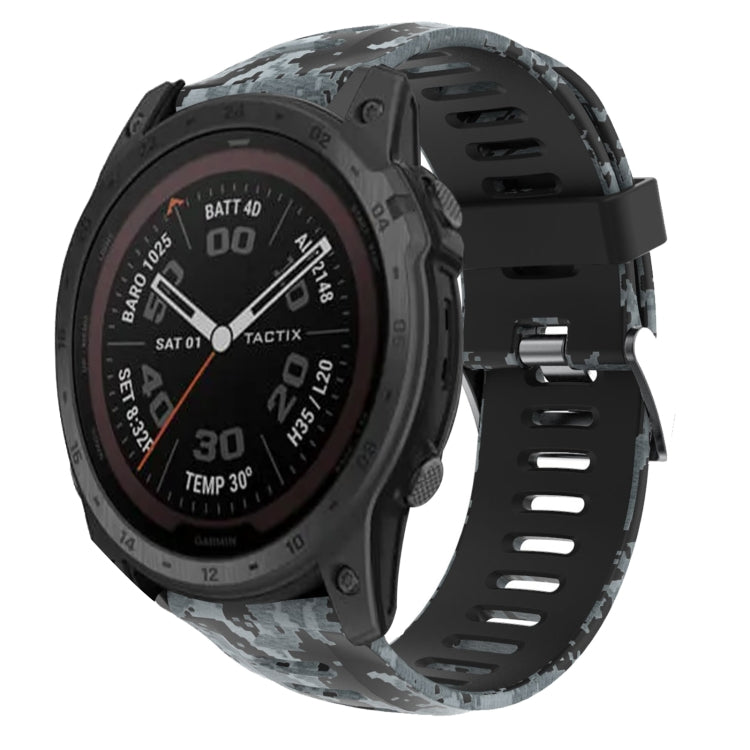 For Garmin Tactix 7 Pro 26mm Camouflage Printed Silicone Watch Band(Black+Digital  Camouflage) -  by PMC TechLife | Online Shopping South Africa | PMC TechLife