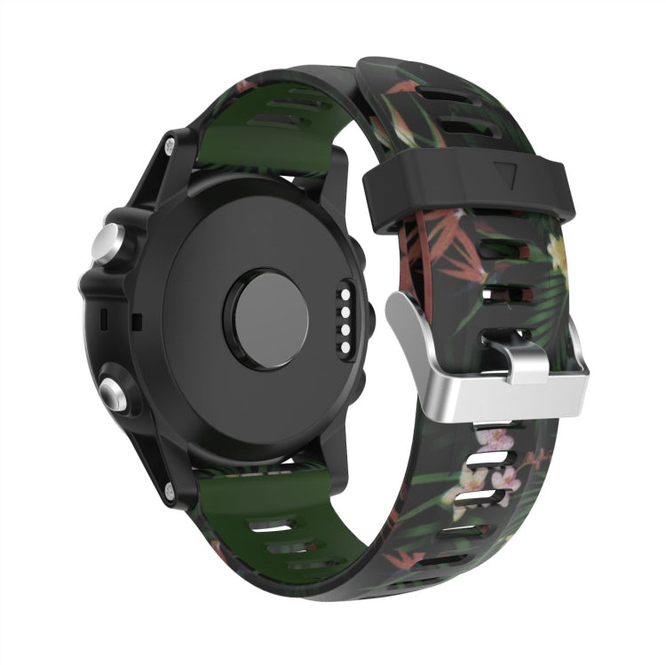 For Garmin Tactix 7 26mm Camouflage Printed Silicone Watch Band(Army Green+Bamboo Camouflage) -  by PMC TechLife | Online Shopping South Africa | PMC TechLife
