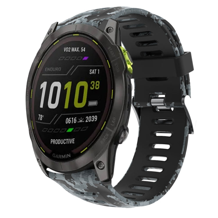 For Garmin Enduro 2 26mm Camouflage Printed Silicone Watch Band(Black+Digital  Camouflage) -  by PMC TechLife | Online Shopping South Africa | PMC TechLife