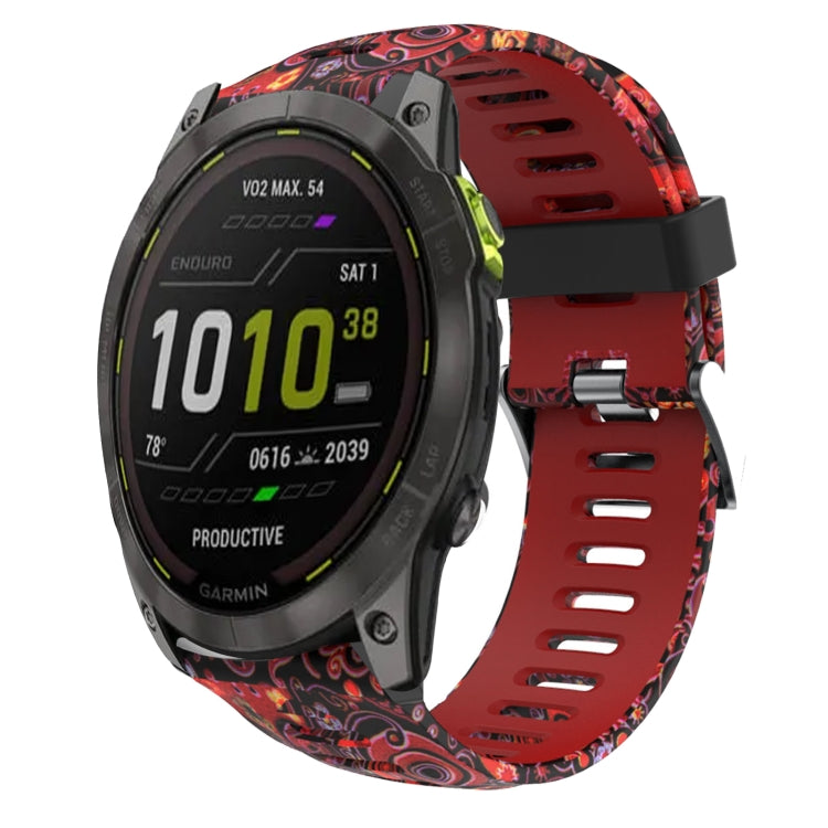 For Garmin Enduro 2 26mm Camouflage Printed Silicone Watch Band(Red+Jellyfish Camouflage) -  by PMC TechLife | Online Shopping South Africa | PMC TechLife