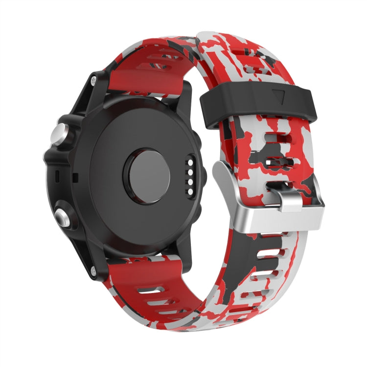 For Garmin Fenix 5X Plus 26mm Camouflage Printed Silicone Watch Band(Red+Army Camouflage) -  by PMC TechLife | Online Shopping South Africa | PMC TechLife
