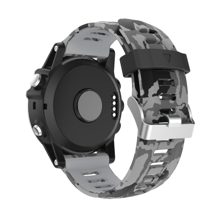 For Garmin Fenix 3 26mm Camouflage Printed Silicone Watch Band(Grey+Army Camouflage) -  by PMC TechLife | Online Shopping South Africa | PMC TechLife