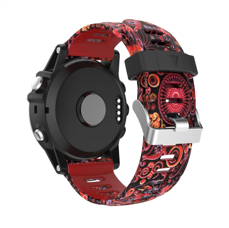 For Garmin Descent MK 1 26mm Camouflage Printed Silicone Watch Band(Red+Jellyfish Camouflage) -  by PMC TechLife | Online Shopping South Africa | PMC TechLife