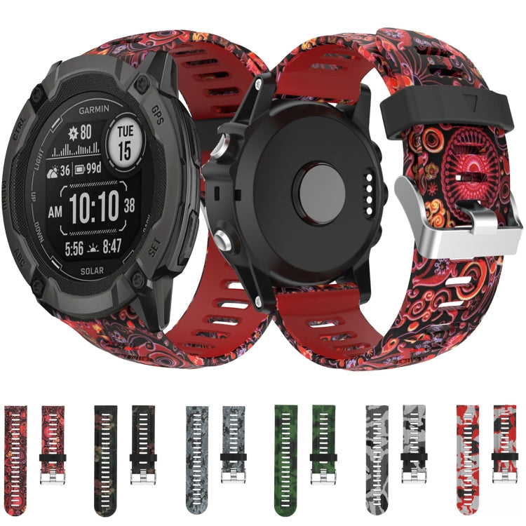 For Garmin Descent MK 2i 26mm Camouflage Printed Silicone Watch Band(Red+Jellyfish Camouflage) - Watch Bands by PMC TechLife | Online Shopping South Africa | PMC TechLife