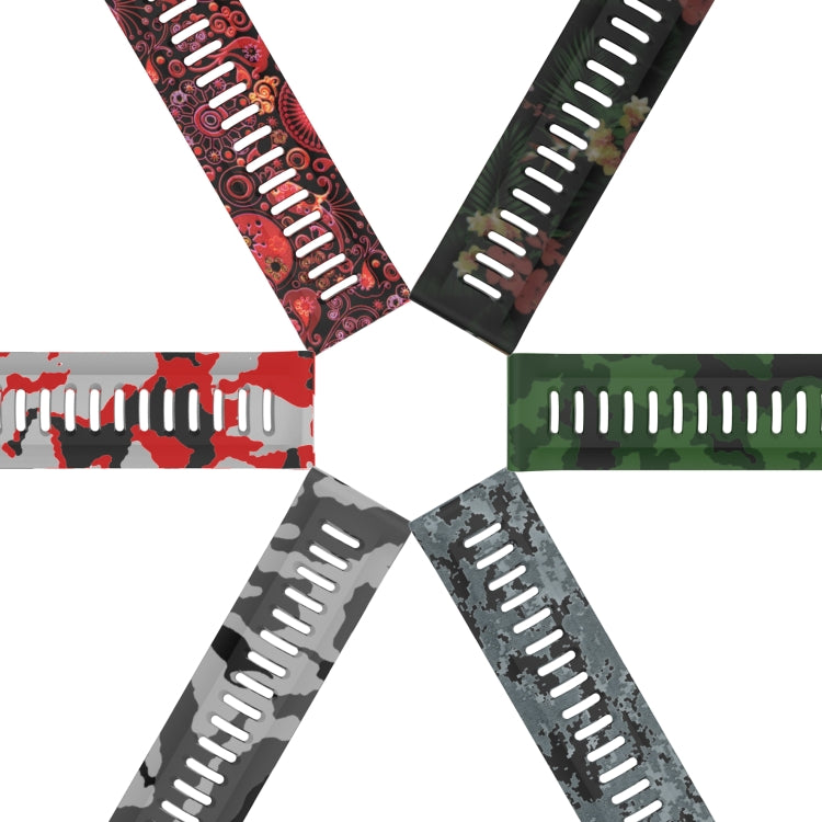 For Garmin Descent MK 2 26mm Camouflage Printed Silicone Watch Band(Red+Army Camouflage) -  by PMC TechLife | Online Shopping South Africa | PMC TechLife