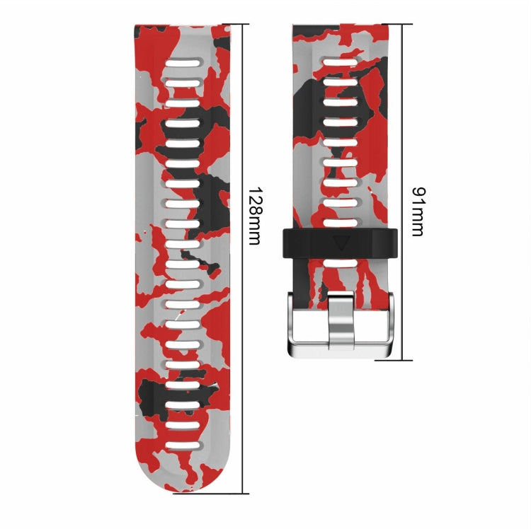 For Garmin D2 Delta PX 26mm Camouflage Printed Silicone Watch Band(Red+Jellyfish Camouflage) -  by PMC TechLife | Online Shopping South Africa | PMC TechLife