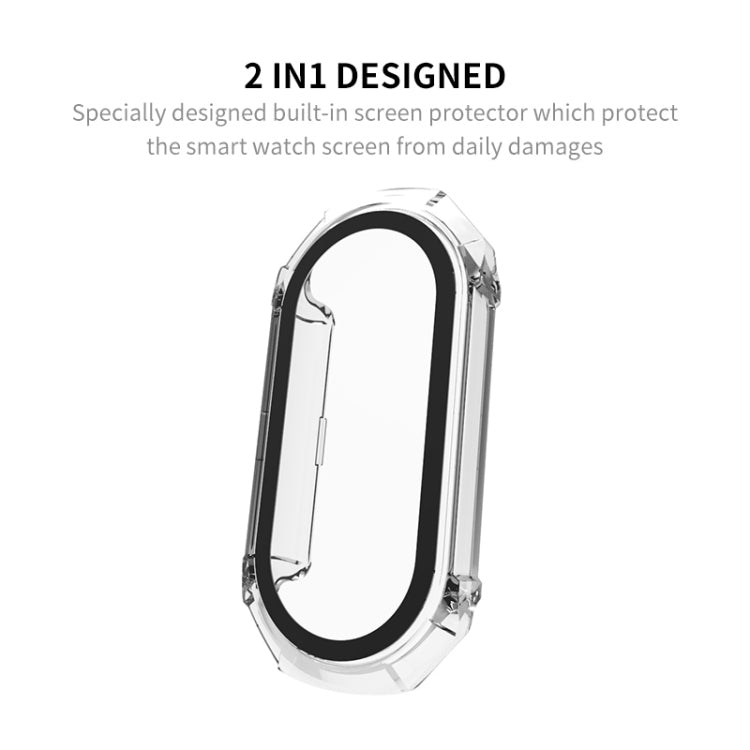 For Xiaomi Mi Band 8 ENKAY Hat-Prince Full Coverage PC Frame + Tempered Glass Film Watch Case(Transparent) - Watch Cases by ENKAY | Online Shopping South Africa | PMC TechLife | Buy Now Pay Later Mobicred