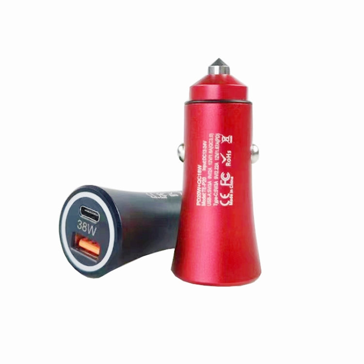 P20 38W PD3.0 20W + QC3.0 USB Safety Hammer Car Charger(Red) - Car Charger by PMC TechLife | Online Shopping South Africa | PMC TechLife