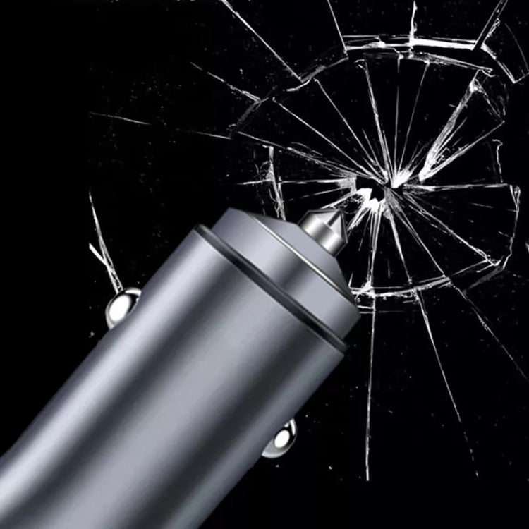 P20 38W PD3.0 20W + QC3.0 USB Safety Hammer Car Charger(Silver Gray) - Car Charger by PMC TechLife | Online Shopping South Africa | PMC TechLife