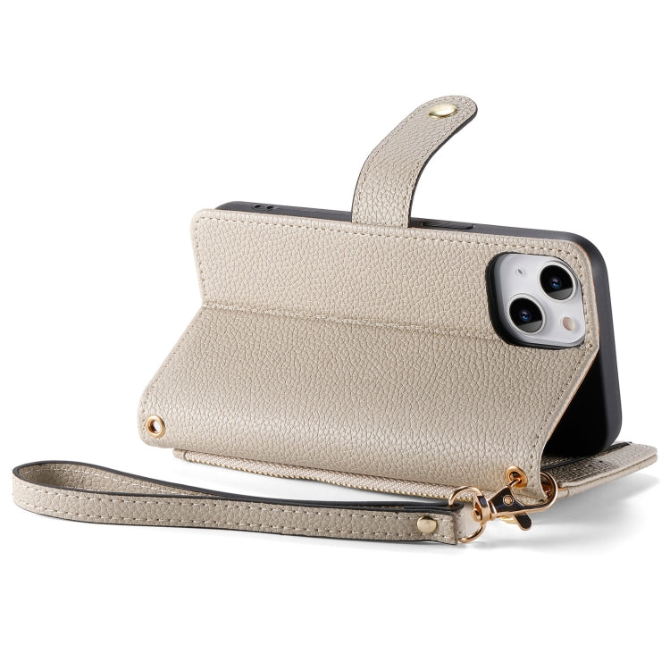 For iPhone 12 / 12 Pro Love Zipper Lanyard Leather Phone Case(Gray) - free shipping - PMC TechLife - Order now!
