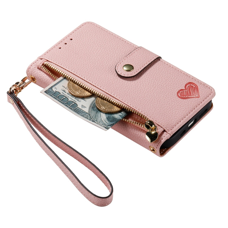 For iPhone 6 / 6s Love Zipper Lanyard Leather Phone Case(Pink) - free shipping - PMC TechLife - Order now!
