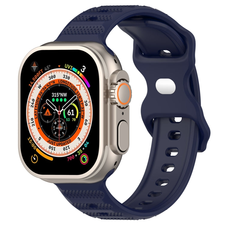 For Apple Watch 8 45mm Reverse Buckle Dot Texture Silicone Watch Band(Midnight Blue) - Watch Bands by PMC TechLife | Online Shopping South Africa | PMC TechLife